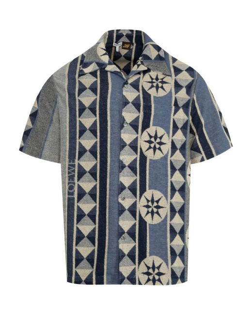 Loewe Blue Jacquard Cotton Shirt for men