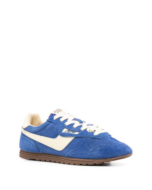 Autry Blue Windspin Low Suede Leather Sneakers