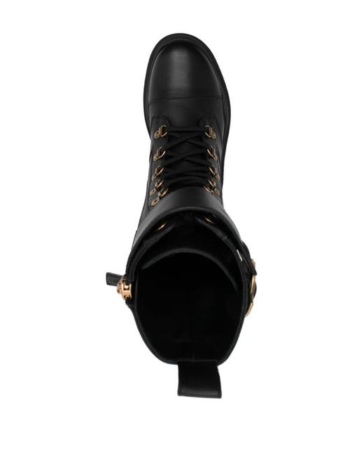Moncler Black Larue Lace-up Leather Boots