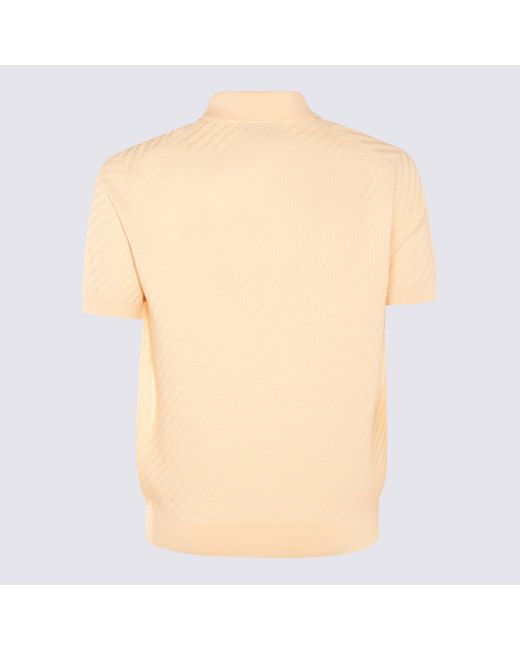 Brioni Natural Cream Cotton-Silk Blend Polo Shirt for men