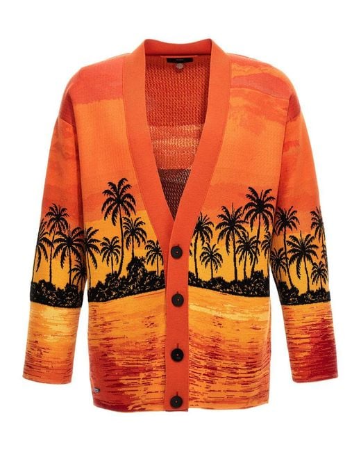 Alanui Orange Kerala Sunset Sweater, Cardigans for men