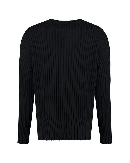 Versace Black Crew-neck Wool Sweater for men
