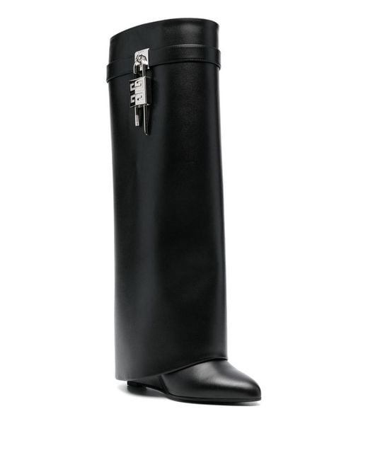 Givenchy Black Shark Lock Leather Boots