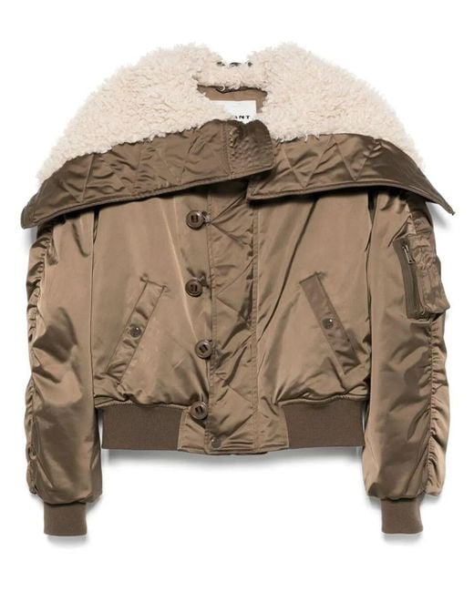 Isabel Marant Brown Elisa Short Quilted Satin Coat