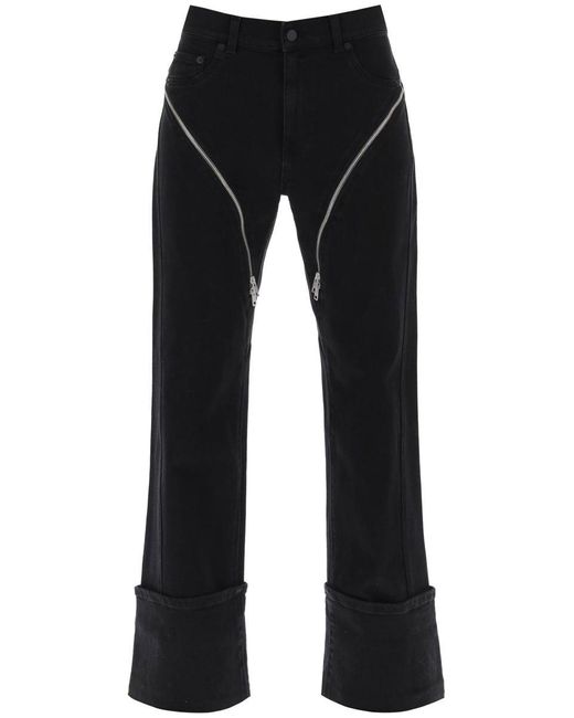 Mugler Black Straight Jeans With Zippers