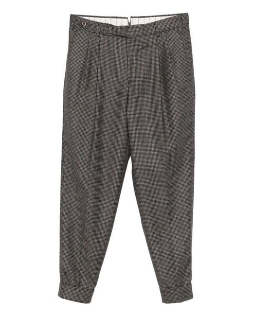 PT Torino Gray Casual Trousers With Pleats for men