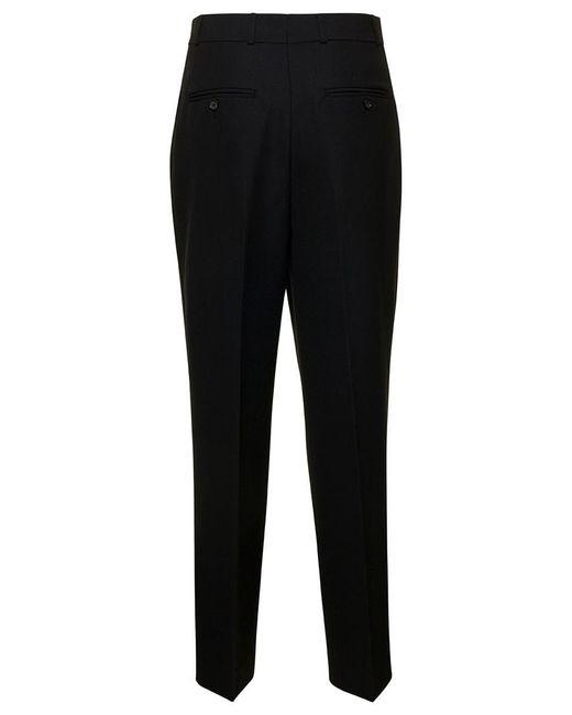 Totême  Black Double Pleated Tailored Trousers In Wool Blend Woman