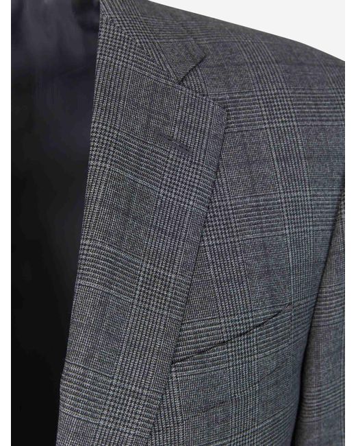 Canali Gray Prince Of Wales Motif Suit for men