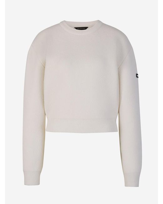 Balenciaga White Knitted Wool Sweater