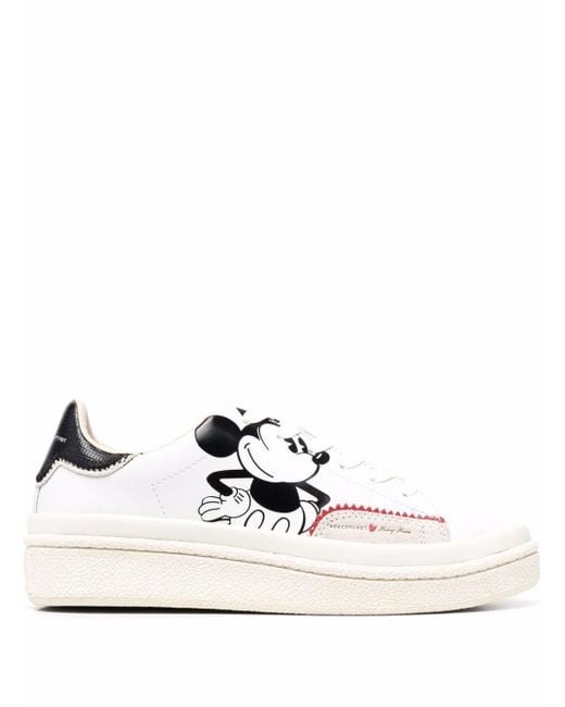 MOA White Leather Mickey Mouse Sneakers - Lyst