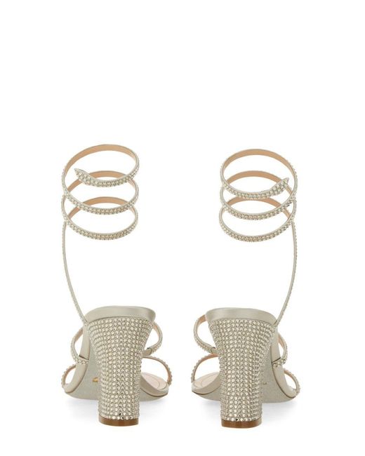 Rene Caovilla Metallic Sandal With Rhinestones