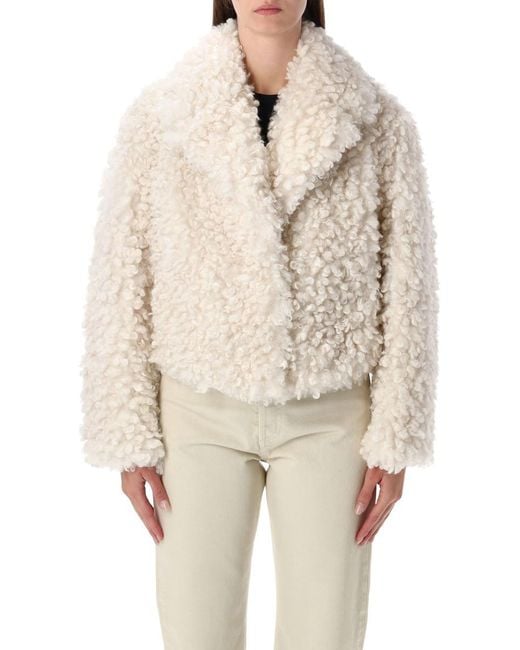 Stand Studio Natural Samara Curly Faux Fur Jacket