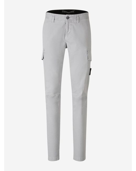 Stone Island Gray Stretch Cargo Pants for men