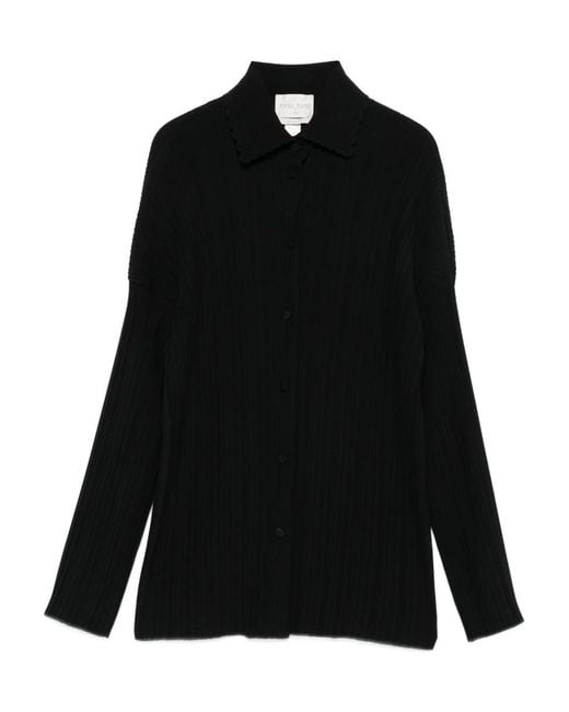 Forte Forte Black Poly Crepe Plisse' Overshirt