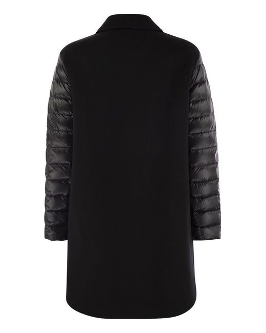 Herno Black Coat With Down Sleeves