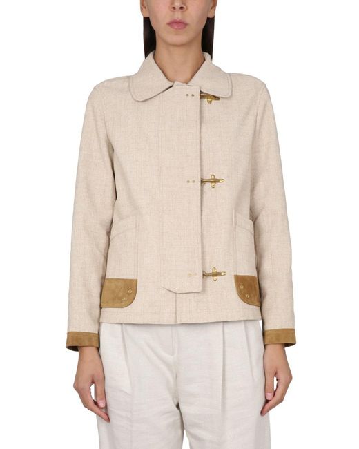 Fay Natural Three-hook Jacket Made Of Water-repellent Fabric