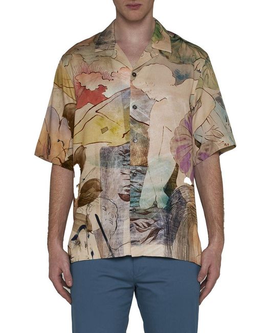 Paul Smith Gray Multicolour Viscose Shirt for men