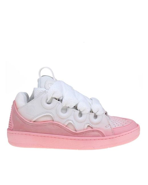Lanvin Pink Curb Chunky-sole Leather Mesh Low-top Trainers