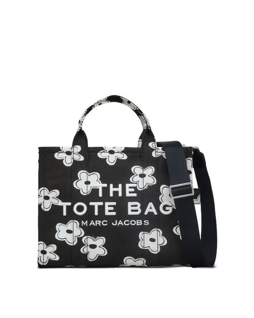 Marc Jacobs Black Daisy Canvas Tote Bag