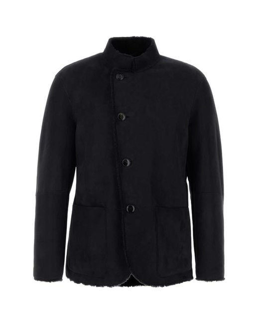 Giorgio Armani Shearling Jacket in Blue for Men Lyst Canada