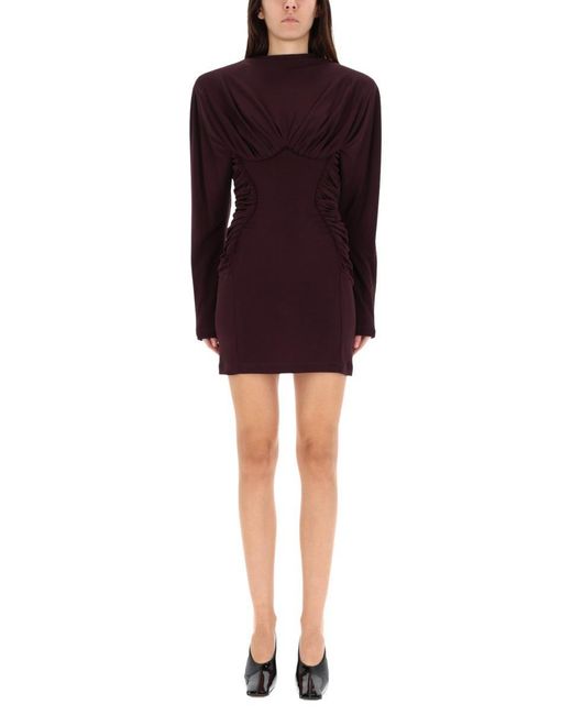 Stella McCartney Purple Pleated Mini Dress