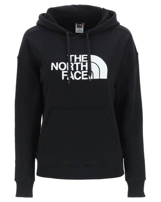 The north face cotton logo hoodie in black lyst