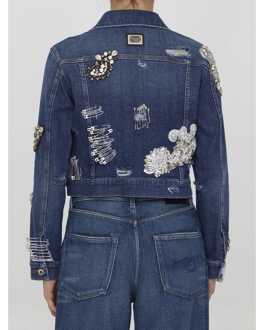 Dolce & Gabbana Blue Embellished Denim Jacket