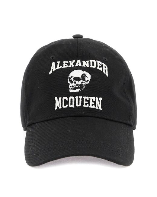 Alexander McQueen Black Embroidered Logo Baseball Cap for men