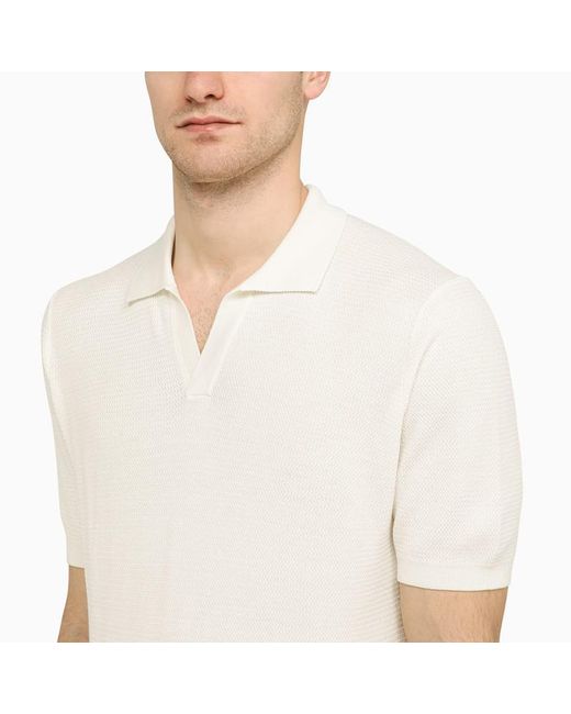 Tagliatore White Silk And Cotton Polo Shirt for men