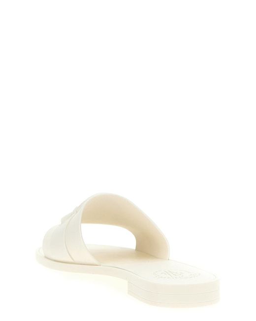 Moncler White 'Mon' Slides