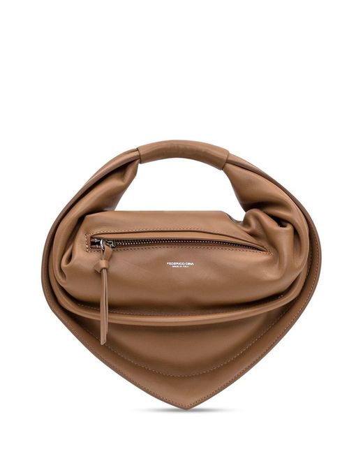 FEDERICO CINA Brown Midi Tortellini Bag