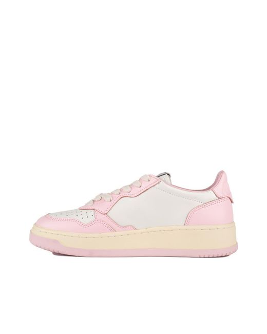 Autry Pink And Two-Tone Leather Medalist Low Sneakers