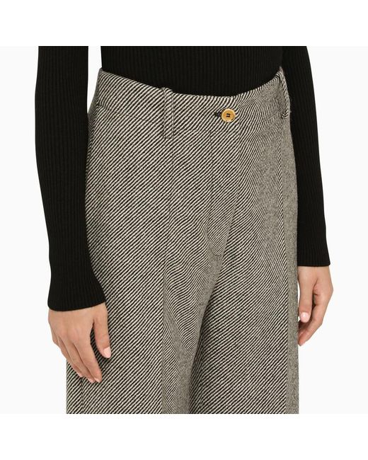 Patou Gray Grey Herringbone Regular Trousers