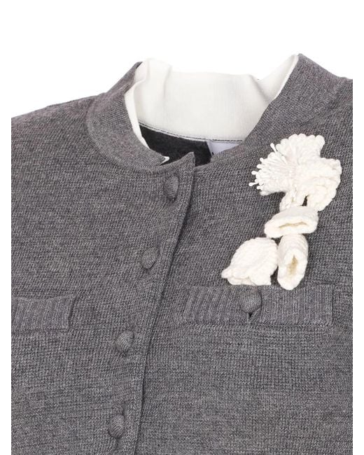 Self-Portrait Gray Crochet Flower Cardigan