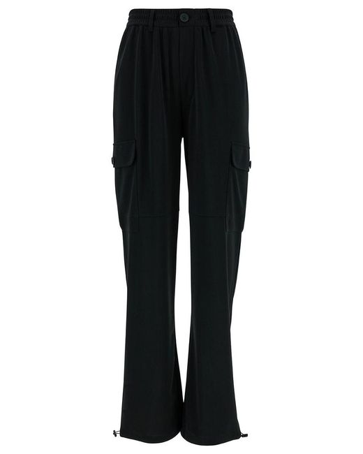 Twin Set Black Cargo Pants With Oval T Patch
