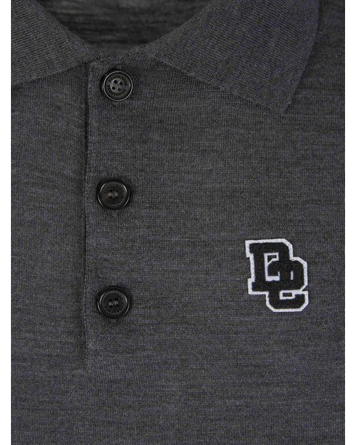 DSquared² Black Wool Knit Polo for men