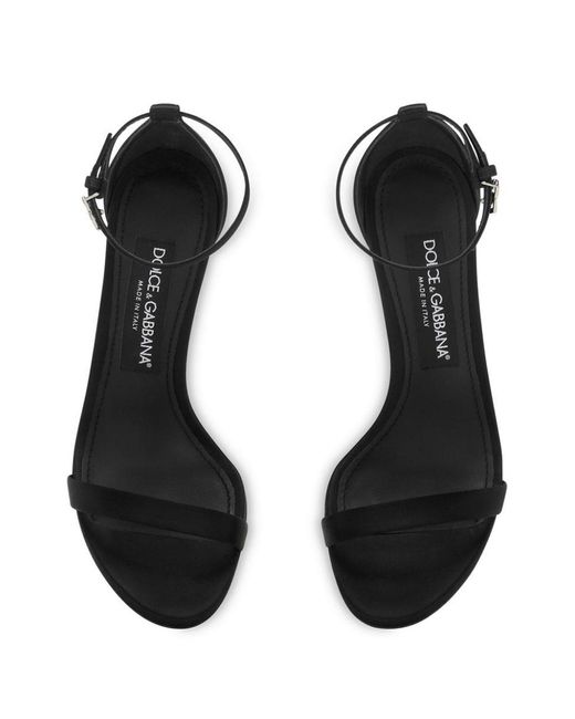 Dolce & Gabbana Black Satin Heel Sandals