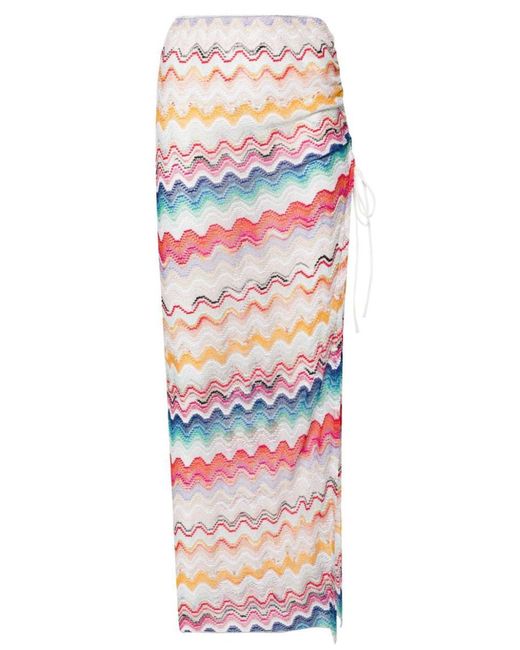 Missoni White Zigzag-woven Draped Skirt