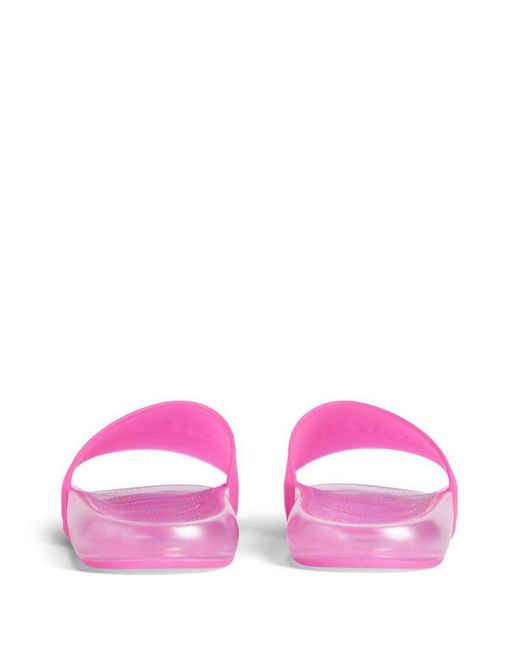 Balenciaga Pink Logo-embossed Transparent Pool Slides
