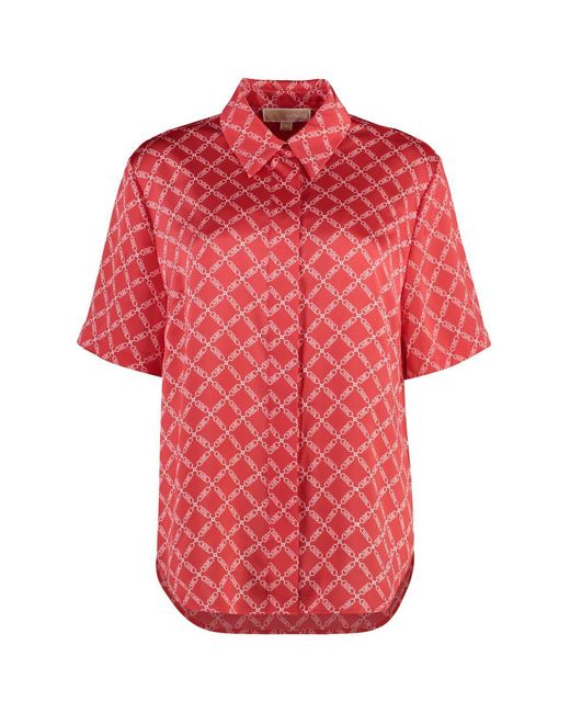 MICHAEL Michael Kors Pink Empire Logo-print Satin Shirt