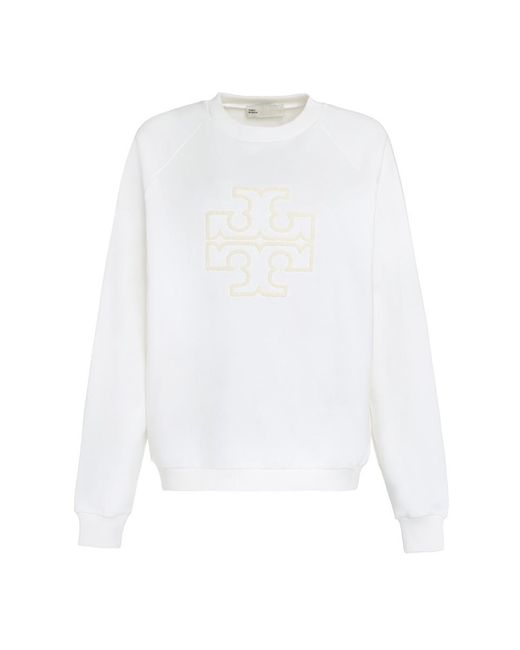 Tory Burch White Logo Detail Cotton Sweatshirt