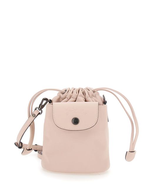 Longchamp 'le Pliage Xtra' Pink Shoulder Bag With Drawstring Closure And Adjustable And Removable Shoulder Strap In Leather Woman