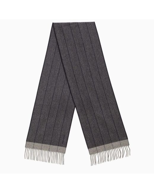 Ferragamo Gray Ferragamo/ Wool Scarf With Fringes for men