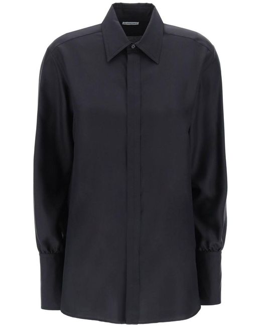 Burberry Blue Long-Sleeved Silk Shirt