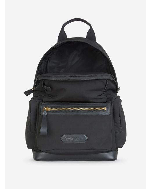 Tom Ford Black Pockets Nylon Backpack for men