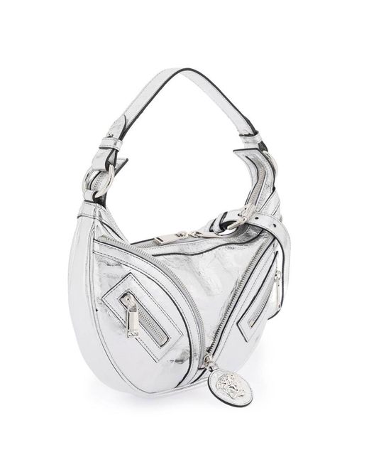 Versace White Metallic Leather 'repeat' Hobo Bag