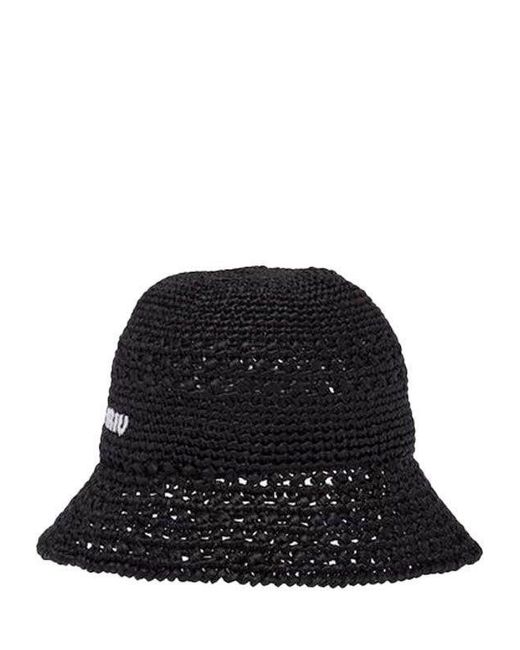 Miu Miu Black Logo-embroidered Bucket Hat