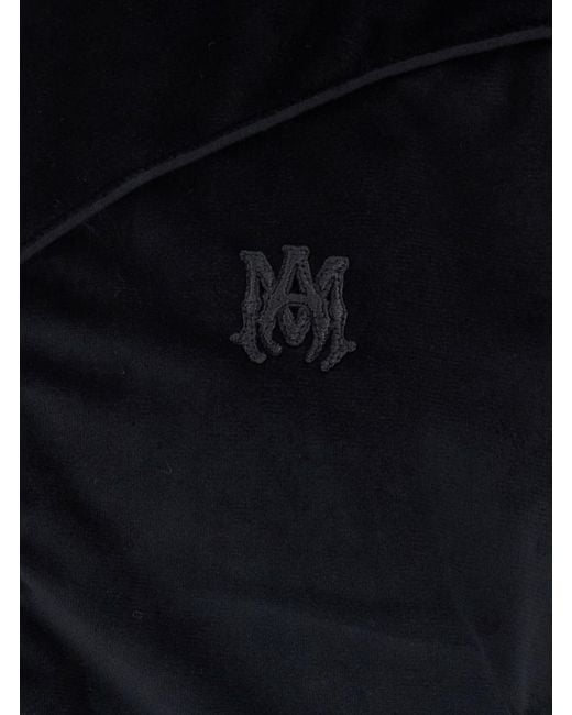 Amiri Blue Jacket With High Neck And Logo Embroidery On The Front for men