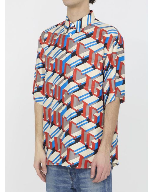 Gucci Blue Pixel Shirt for men