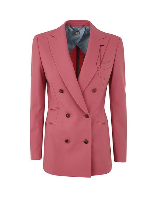 Maurizio Miri Pink Double Breasted Stretch Wool Blazer Clothing